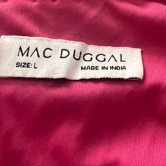 Mac Duggal Pink Fringe Slip Dress with Metallic Accents - Picture 4 of 4